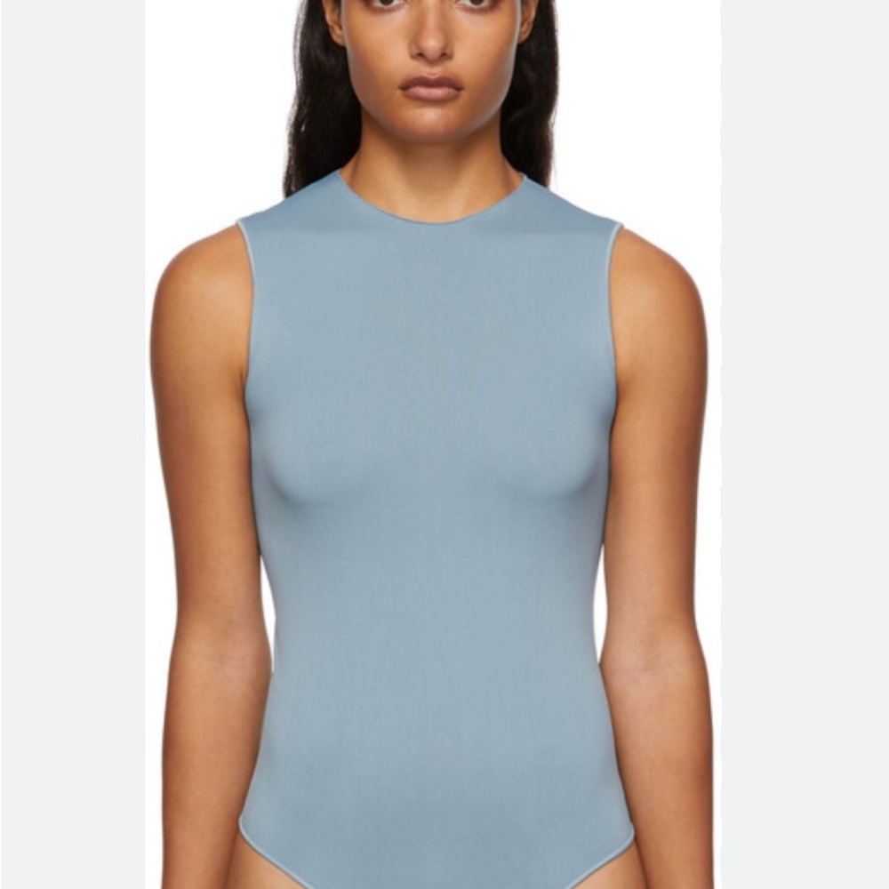 SKIMS blue essential thong bodysuit